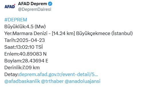 İstanbul'da çok şiddetli depremler! Uzun süre salladı... Marmara'da birçok il hissetti. 23 Nisan 2025 depremleri - Resim : 5
