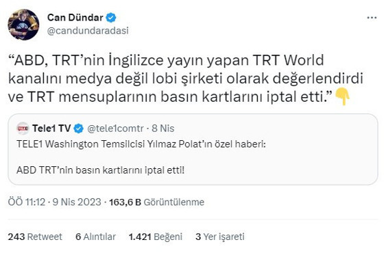 TRT World ABD’deki tüm resmi kurum ve kuruluşlarda akrediteye sahip. TRT World Washington muhabiri Yunus Paksoy'un bu videosuyla ortaya çıktı