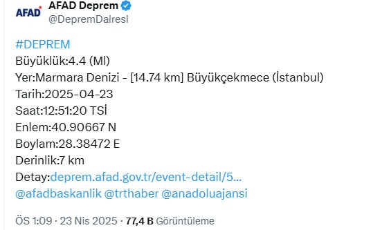 İstanbul'da çok şiddetli depremler! Uzun süre salladı... Marmara'da birçok il hissetti. 23 Nisan 2025 depremleri - Resim : 4