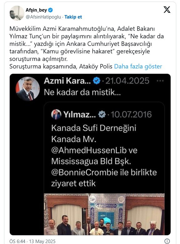 Zafer Partili Azmi Karamahmutoğlu’na ‘Ne kadar mistik’ sözleri nedeniyle soruşturma