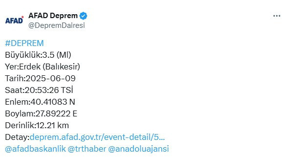 Balıkesir'de deprem oldu! AFAD duyurdu