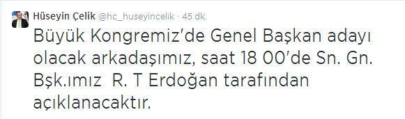 Çelik, Twitter'dan açıkladı: Yeni Genel Başkan...