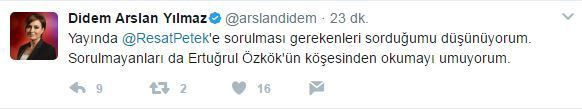 Ertuğrul Özkök'ün eleştirisine Didem Arslan Yılmaz'dan yanıt!