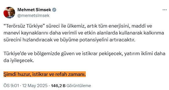 PKK'nın silah bırakması Şimşek'in gündeminde: Şimdi huzur, istikrar ve refah zamanı - Resim : 2