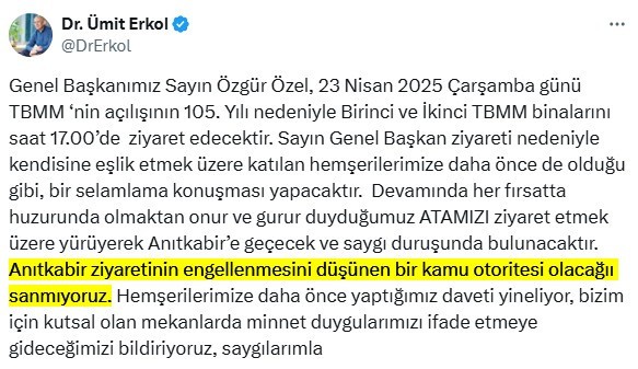 CHP’nin 23 Nisan Anıtkabir yürüyüşüne ret! Ankara Valiliği duyurdu - Resim : 3