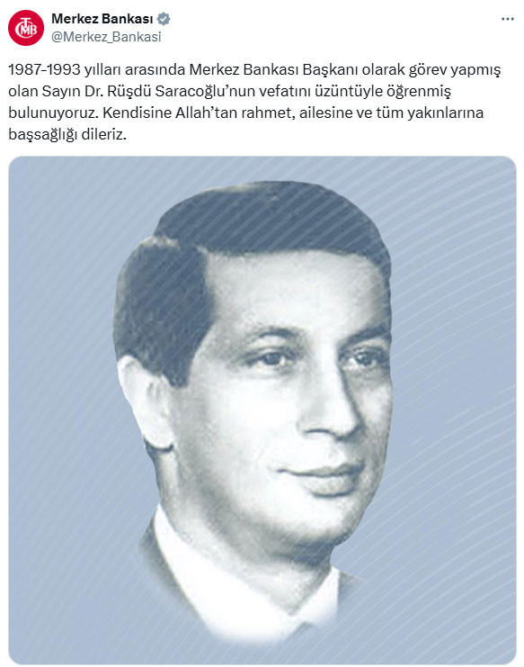 TCMB acı haberi duyurdu: Eski başkan Rüşdü Saracoğlu yaşamını yitirdi. Rüşdü Saracoğlu kimdir?