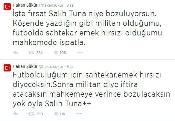 Hakan Şükür Salih Tuna kavgası Twitter'a sıçradı!