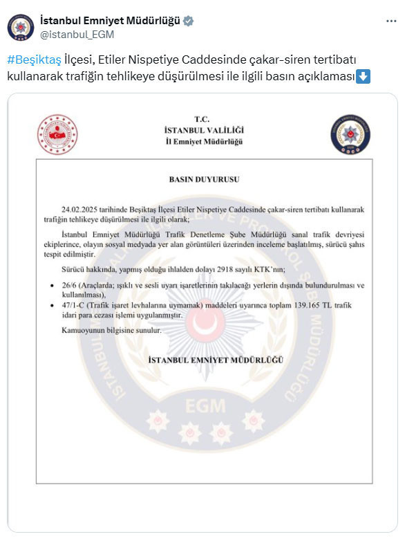 Cübbeli Ahmet'in kızı çakarlı lüks aracıyla trafik kurallarını hiçe saydı! Emniyet Müdürlüğü'nden açıklama geldi