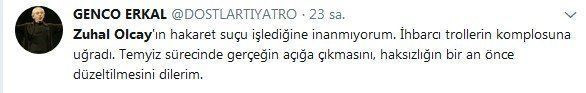 Genco Erkal ve Jehan Barbur’dan Zuhal Olcay’a cezaya tepki