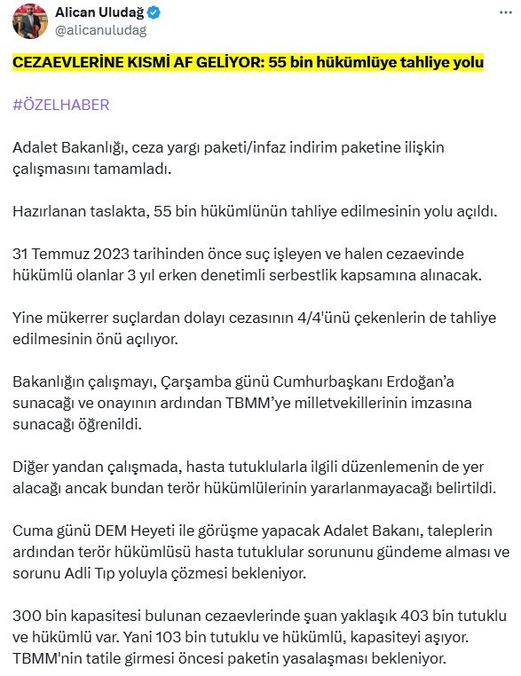 55 bin hükümlüye tahliye yolu açılıyor iddiası! Adalet Bakanlığı çalışmalara başladı - Resim : 2
