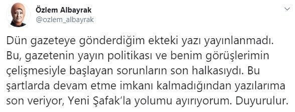 Yeni Şafak'ta Kaftancıoğlu ayrılığı! Hangi yazar veda etti?