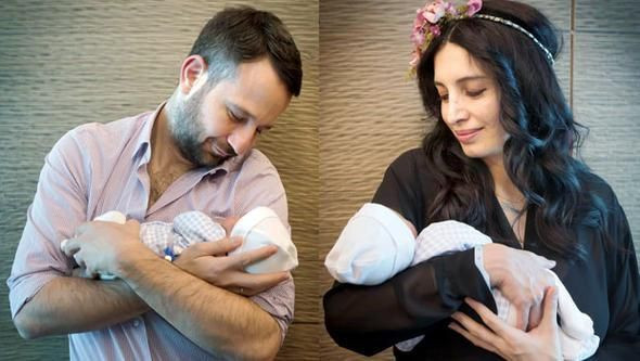 Ünlü oyuncudan bebekleriyle ilk poz!