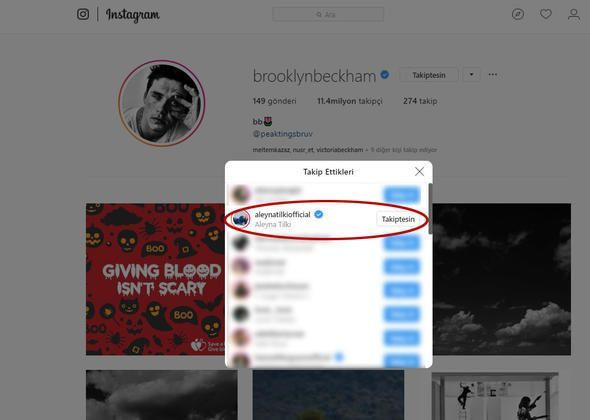 David Beckham'ın oğlu Aleyna Tilki'yi takibe aldı!