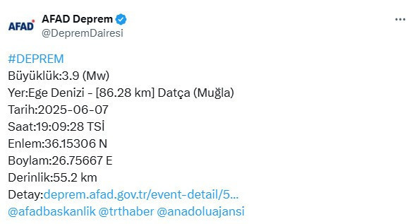 Ege Denizi'nde deprem! AFAD açıkladı