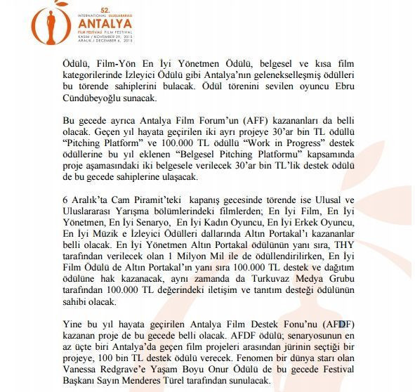 Turkuaz medya önce sansürledi şimdide ödülü vermiyor!