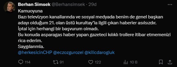 Berhan Şimşek'ten CHP kurultayının iptali için dilekçe verdiği iddialarına yalanlama - Resim : 3