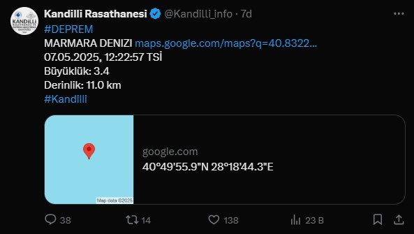 Son Dakika... İstanbul'da hissedilen bir deprem oldu! AFAD ve Kandilli açıkladı. (7 Mayıs 2025)