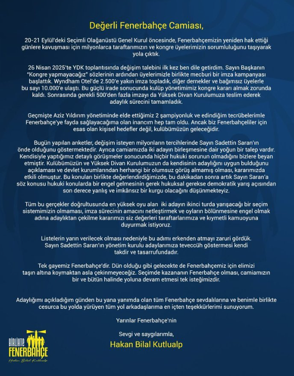 Fenerbahçe'ye şok! Adaylıktan çekildiğini duyurdu - Resim : 2