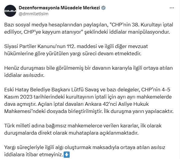 CHP'ye kayyum iddiası! Cumhurbaşkanlığı'ndan açıklama geldi