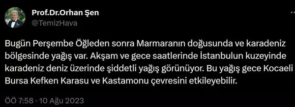 Şemsiyelerinizi hazırlayın! Sağanak yağış akşam saatlerinde bastıracak. Meteoroloji'den hava durumu raporu