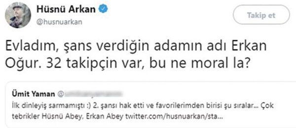 Hüsnü Arkan takipçisinden özür diledi