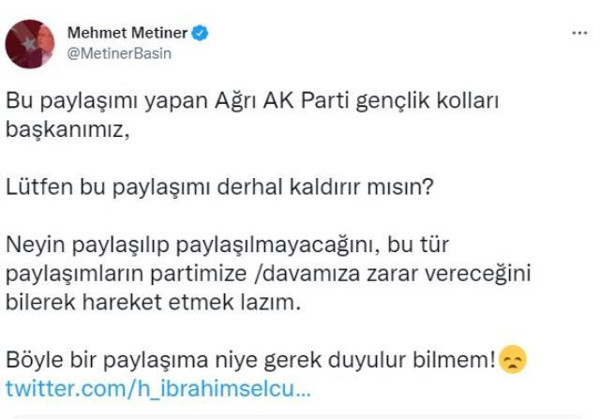 AK Parti Ağrı Gençlik Kolları'nın sahur paylaşımına Mehmet Metiner tepki gösterdi. Metiner, 'Davamıza zarar verir, kaldırın' dedi video silindi - Resim : 2
