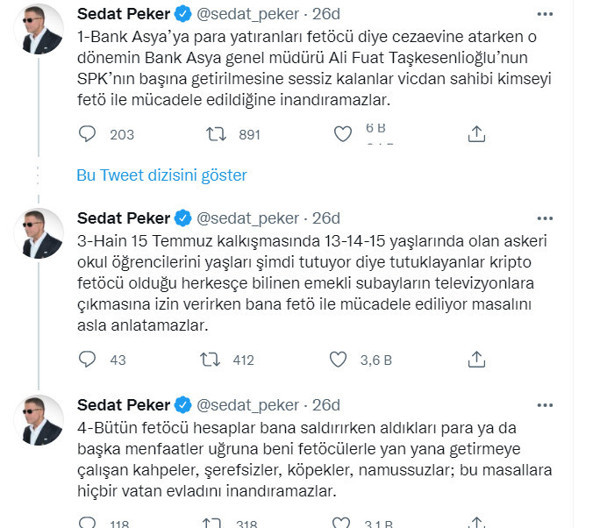 Sedat Peker'den FETÖ açıklaması: Kimse beni inandıramaz
