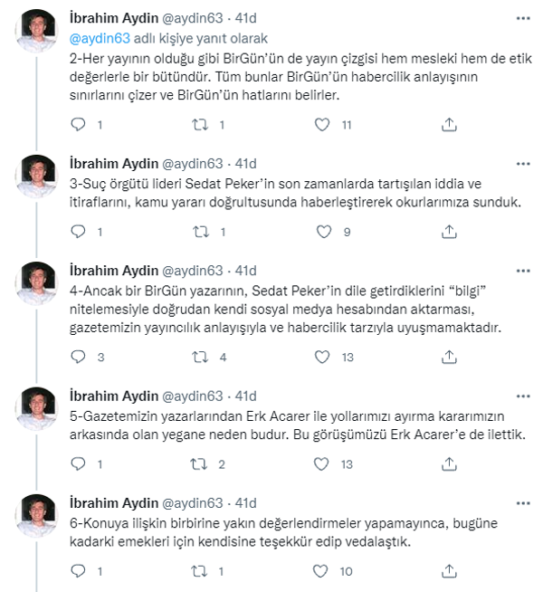 Erk Acarer, Sedat Peker'in açıklamalarını Twitter hesabından yayınlamıştı! Birgün gazetesinden yeni Erk Acarer açıklaması - Resim : 2