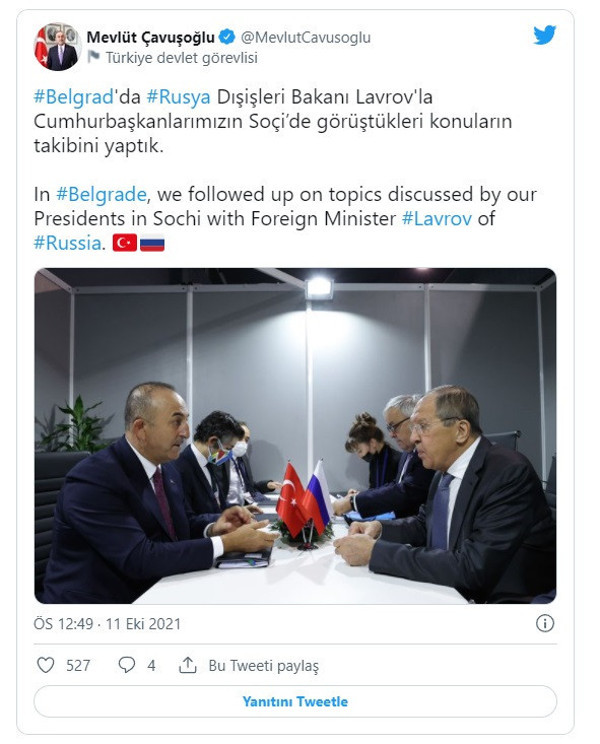 Bakan Çavuşoğlu, Rus mevkidaşı Lavrov ile görüştü