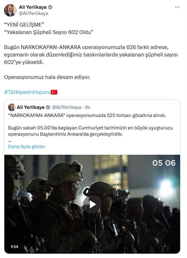 Ankara'da narkokapan operasyonu: 602 torbacı yakalandı