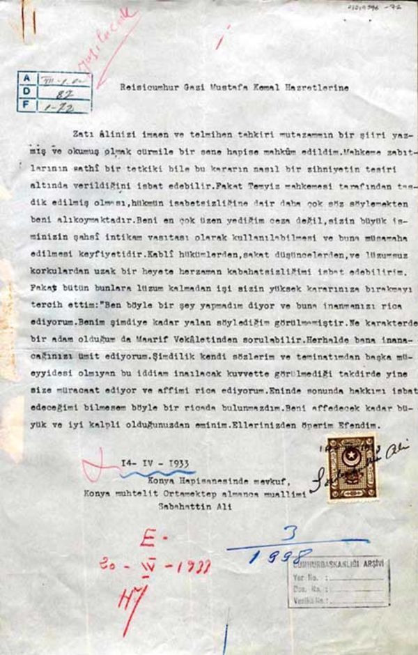 Sabahattin Ali'nin Atatürk'e yazdığı mektup ortaya çıktı!