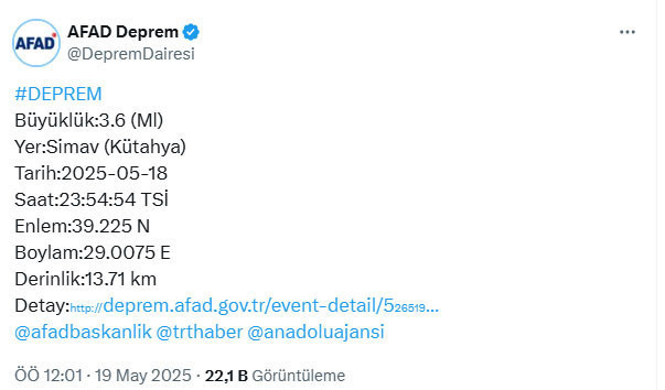 AFAD açıkladı! Kütahya'da deprem