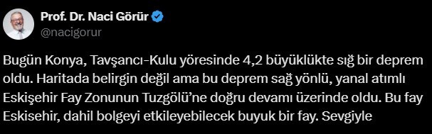 Naci Görür'den 5.2 büyüklüğündeki  Konya depreminin ardından kafa karıştıran açıklama - Resim : 2