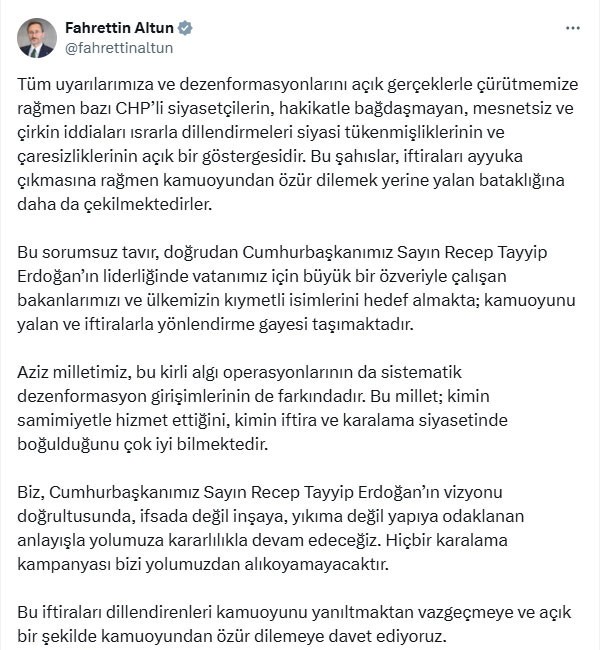 Lefkoşa Büyükelçiliği görev değişimi iddiaları! Fahrettin Altun: Tüm uyarılarımıza rağmen CHP'li siyasetçiler...