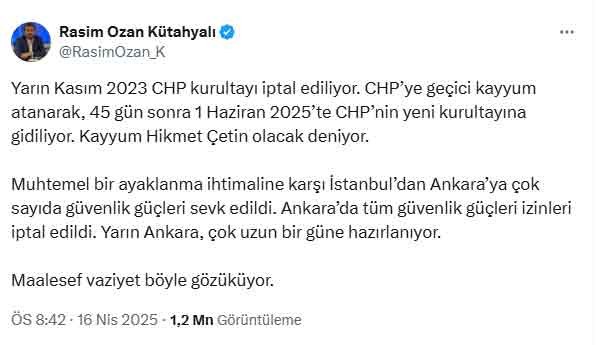 CHP'ye kayyum atanacağını iddia etmişti. Rasim Ozan Kütahyalı hakkında soruşturma başlatıldı - Resim : 2