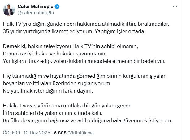 Halk TV'nin sahibi Cafer Mahiroğlu hakkında yakalama kararı! İhaleye fesat karıştırmakla suçlanıyor! Mahiroğlu'ndan açıklama geldi - Resim : 2