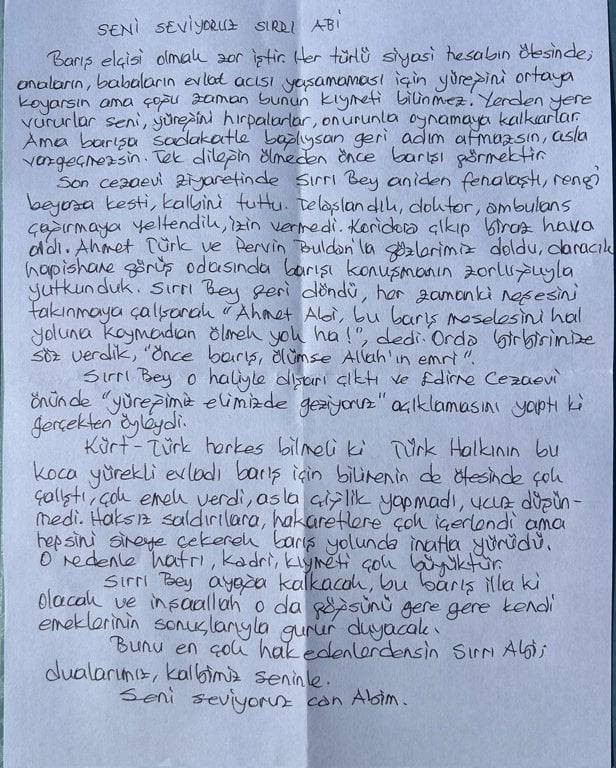 Selahattin Demirtaş'tan Sırrı Süreyya Önder'e mektup! İlk kez açıkladı: Cezaevi ziyaretinde de fenalaşmış! - Resim : 3