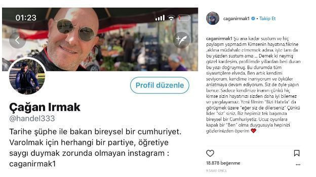 Yönetmen Çağan Irmak: Tüm siyasetçilere elveda...