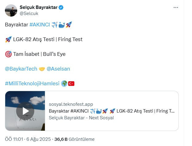 Bayraktar AKINCI'dan yerli mühimmat ile hedefe tam isabet - Resim : 2