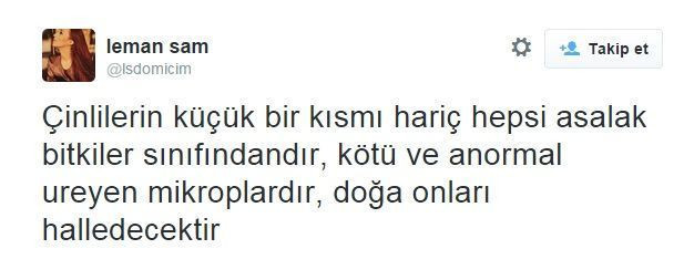 Leman Sam'dan tepki çeken Çin tweeti