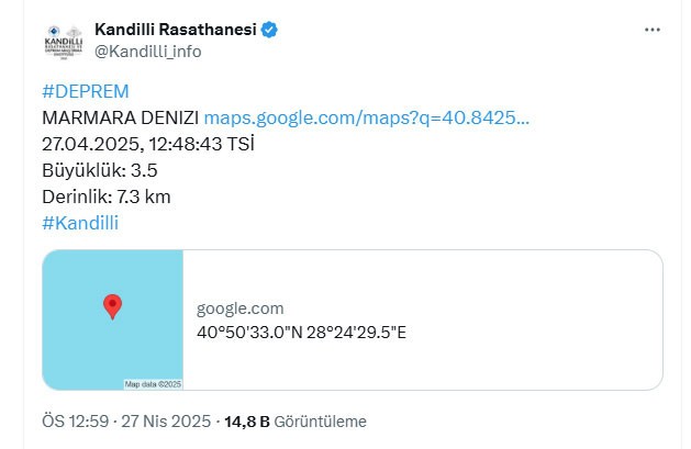 İstanbul'da bir deprem daha! İşte büyüklüğü