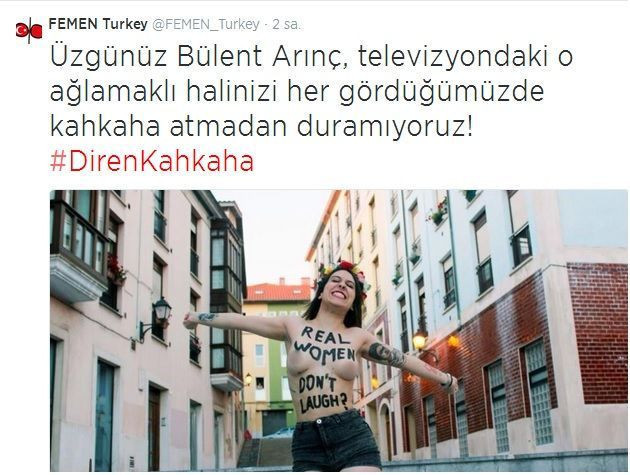 FEMEN'den Arınç'a fotoğraflı mesaj