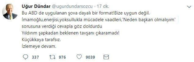 Uğur Dündar’dan ‘İmamoğlu-Yıldırım yayını’ değerlendirmesi - Resim : 2