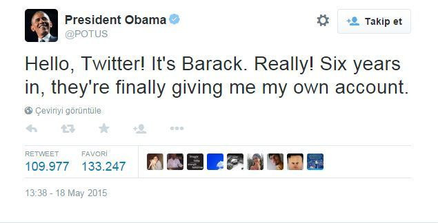 Obama kişisel Twitter'ını açtı!