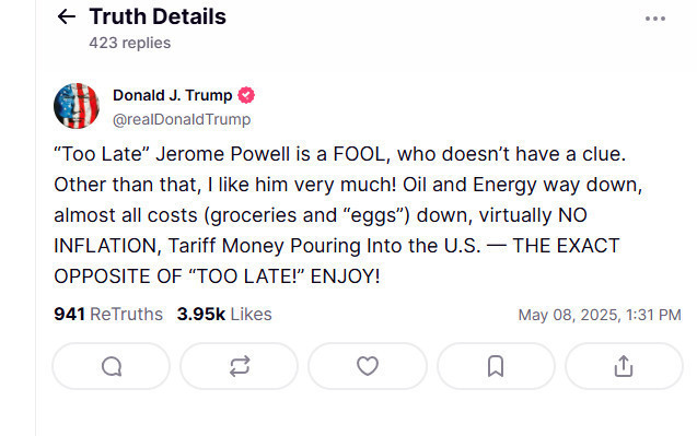 Trump, Powell'a 'aptal' diyerek hakaret etti