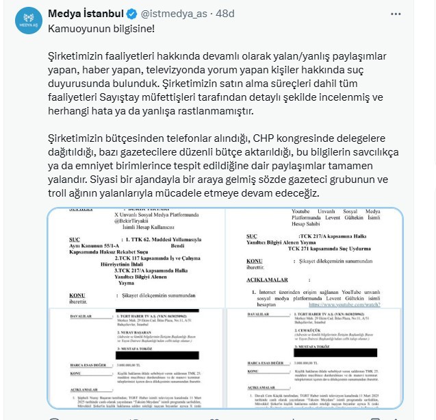 Medya A.Ş'den Gazeteciler Hakkında Suç Duyurusu