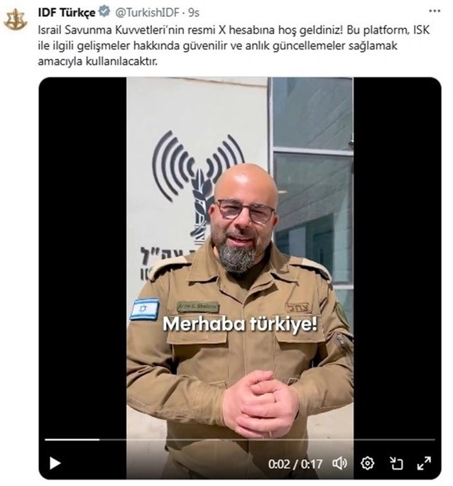 İsrail ordusu, X'te Türkçe hesap açtı! Konuşan asker Arye Shalicar bakın kim çıktı