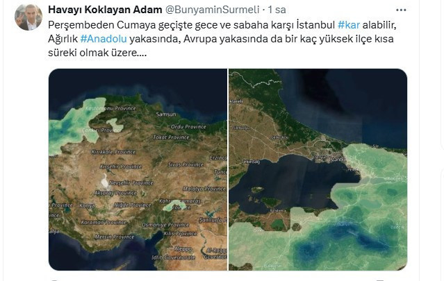 İstanbul'da Bu Gece Kar Yağışı Başlıyor. Böyle Görüntülendi. Havayı Koklayan Adam Duyurdu