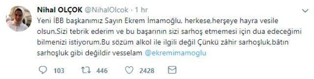 Nihal Olçok'tan Ekrem İmamoğlu'na tebrik: Sizin için dua edeceğim