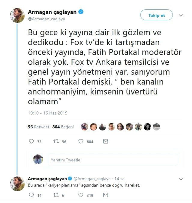 Armağan Çağlayan'dan ilginç Fatih Portakal iddiası! - Resim : 2